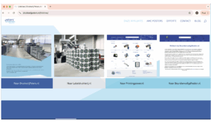 Visueel overzicht van Linktree-pagina Drukkerij Peters met doorkliks naar Labeldrukkerij.nl, PrintingPower.nl en BeursBenodigdheden.nl